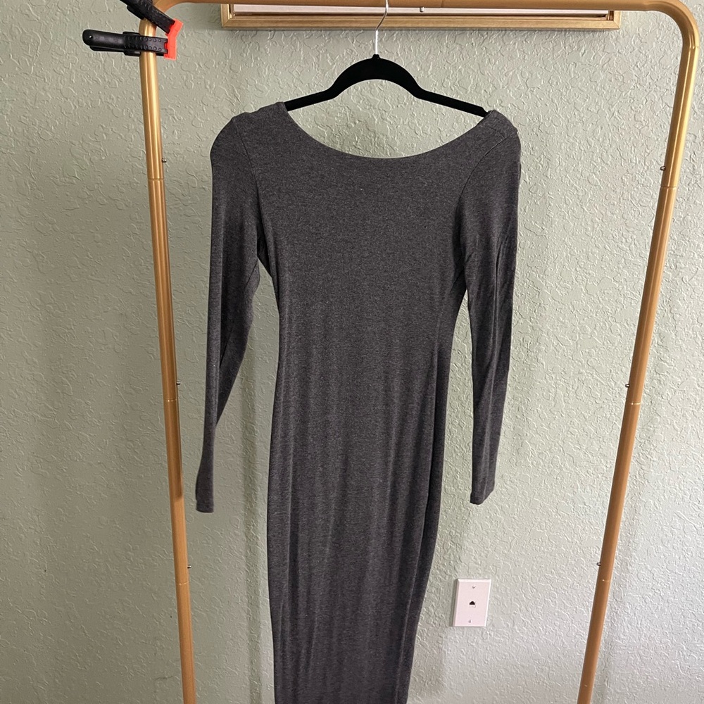 Naked Wardrobe Charcoal Long Sleeve Dress